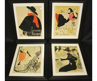 FIVE FRAMED & MATTED TOULOUSE-LAUTREC POSTERS