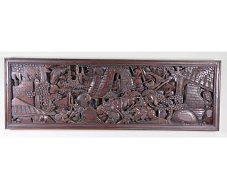 WOOD CARVED CHINESE PANEL