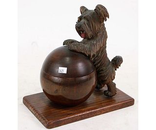 VICTORIAN WOOD CARVED SCULPTURE OF A DOG
