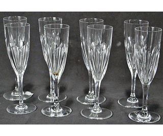 SET OF EIGHT ST. LOUIS CRYSTAL CHAMPAGNE FLUTES