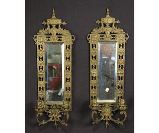 PAIR OF ANTIQUE TWO CANDLE WALL SCONCES