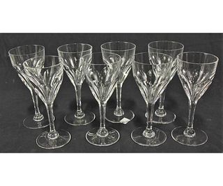 SET OF EIGHT ST. LOUIS CRYSTAL WINE GOBLETS