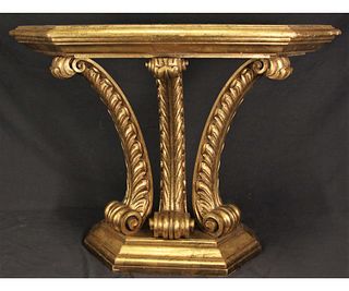 PRINCE OF WALES FEATHER GILDED CONSOLE TABLE