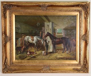 19th CENTURY ENGLISH HORSE OIL PAINTING