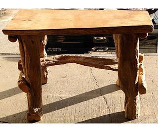 HAND HEWN TREE CONSOLE TABLE