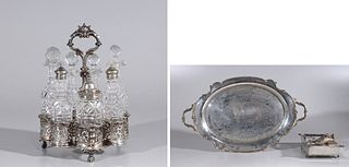 Silver Plated Tray and Condiment set