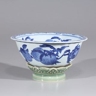 Chinese Blue, White & Celadon Porcelain Bowl