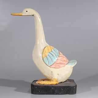 Chinese Wooden Duck Sculpture