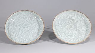 Pair of Chinese Crackle Glazed Dishes
