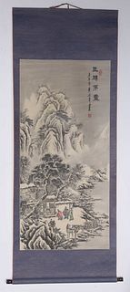 Chinese Mountain Painting Mounted as Scroll