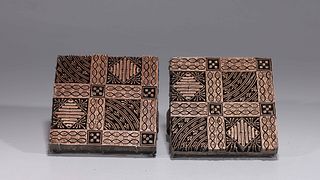 Pair Javanese Antique Batik Tjap Or Batik Stamps