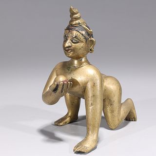 Antique Indian Crawling Krishna Bronze Statue