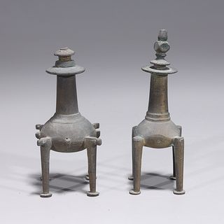 Pair of bronze kohl (surma dani) vessels