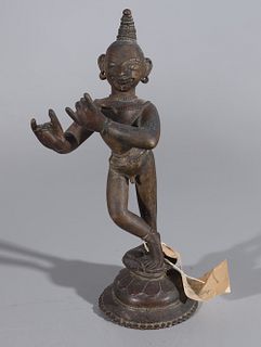 18th Century Indian Bronze Krishna Statue