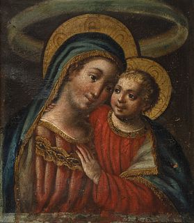 Spanish school of the XVII century. 
"Virgin and Child. 
Oil on canvas.