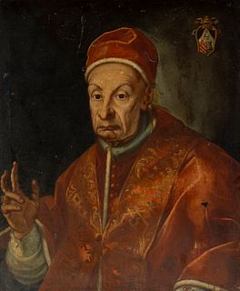 Italian school of the second half of the seventeenth century. 
"Portrait of Pope Benedict XIII". 
Oil on canvas with original canvas.