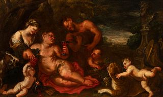 DOMENICO PIOLA (Italy, 1627 - 1703). 
"Bacchanal". 
Oil on canvas. Relined.