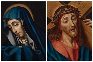 Workshop of CARLO DOLCI (Florence, 1616 - 1686). 
"Christ" and "Dolorosa". 
Oil on copper.