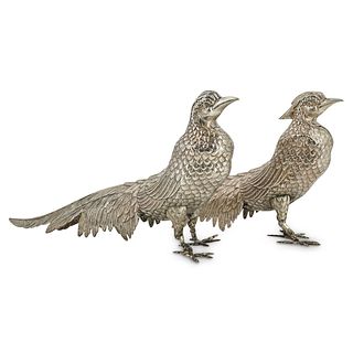 Pair of Sterling Silver Pheasants