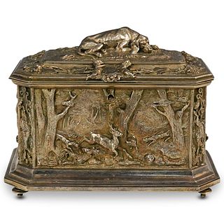 19th Cent. A.B. Paris Silver Bronze Figural Casket Box