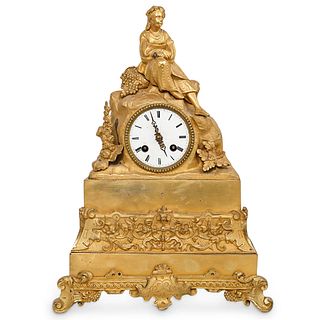 French Empire Style Gilt Bronze Clock