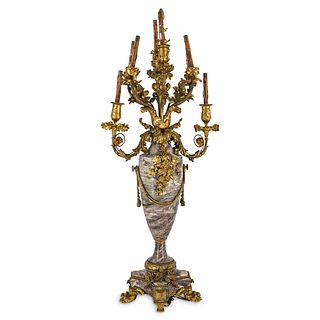 French 19th Cent. Robert Freres Marble & Bronze Candelabra