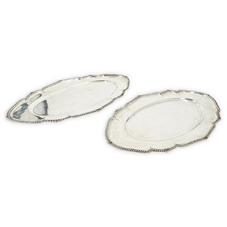 Pair of Continental 900 Silver Trays