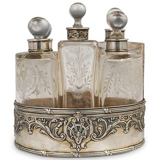 English Antique Silver Plated Men Toiletry Caddy