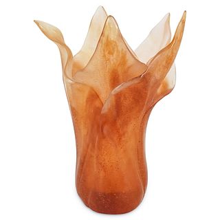 Daum Amber Crystal Tulip Vase