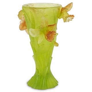 Daum "Pate De Verre" Iris Flower Crystal Vase
