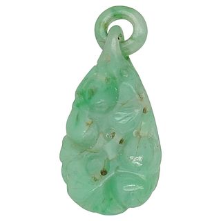Antique Chinese Carved Green Jadeite Pendant