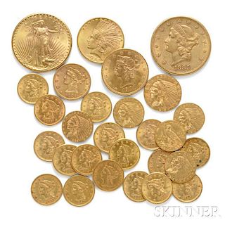 Collection of Twenty-eight United States Gold Coins