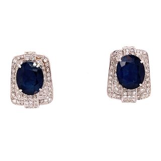 14k Sapphire Diamond Earring