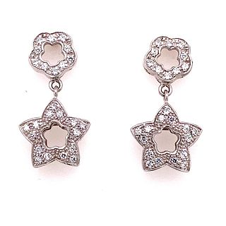 18k White SapphireÂ  Star Earrings