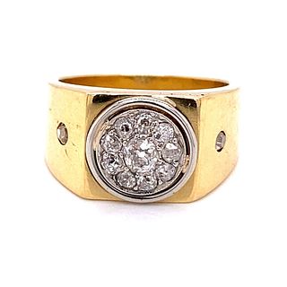 18k Art DecoÂ  Round Center Diamond Ring