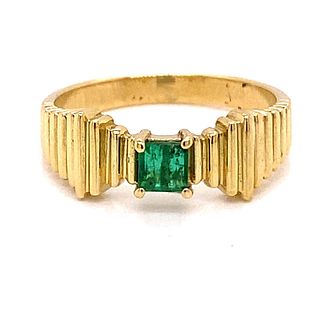 18k Art Deco Colombian Emerald Ring