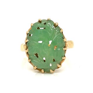 14k Art Nouveau Jade Ring