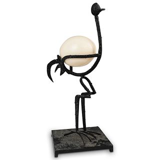 Giacometti Style Iron Ostrich Egg Sculpture