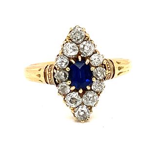 14k Sri Lanka Sapphire Diamond Ring