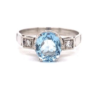 Platinum Aquamarine Engagement Ring