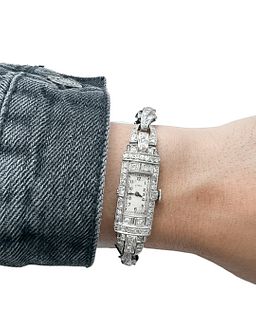 Art Deco Platinum Cocktail Diamond Watch