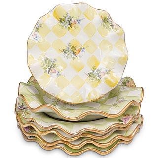 ( 6 Pcs) MacKenzie-Childs Ceramic "Sweet Pea" Plates