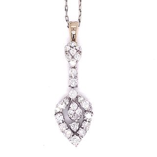 Platinum Gold Pear Cluster Drop Diamond Necklace
