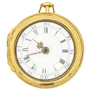 Victorian J. Benson Gold Repousse Pair Cased Fugee Pocket Watch