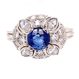 18k Diamond Sapphire Cluster Ring