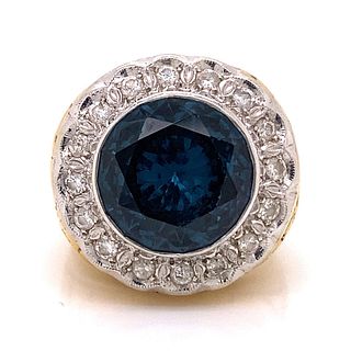 18k Retro Blue Gem DiamondÂ  Man Ring