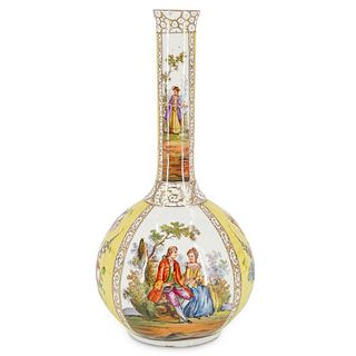 Dresden Porcelain Bottle Neck Vase