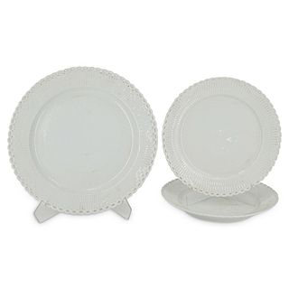 (3 Pcs) Royal Copenhagen "White Full Lace" Porcelain Plates