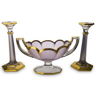 Art Deco Amethyst Glass Garniture Set