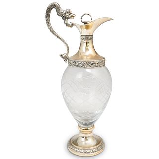 Italian Silver Plated and Glass Pitcher